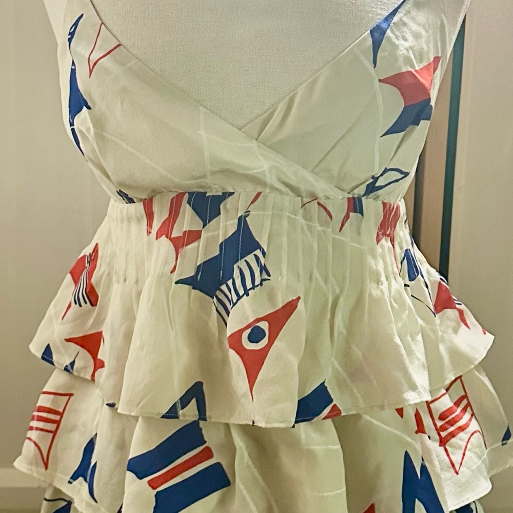 Anthropologie We❤️Vera 100% Silk~XS~Sz 2~NEW~Tiered Ruffles Halter Strap Blouse